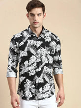 Men Black Printed Casual Shirt-JORDANPRINT-4898-Black
